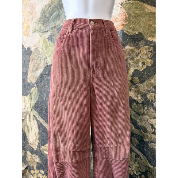 Free People We The Free Good Luck Mid-Rise Cord Barrel Jeans Size 27 - Picture 3 of 10